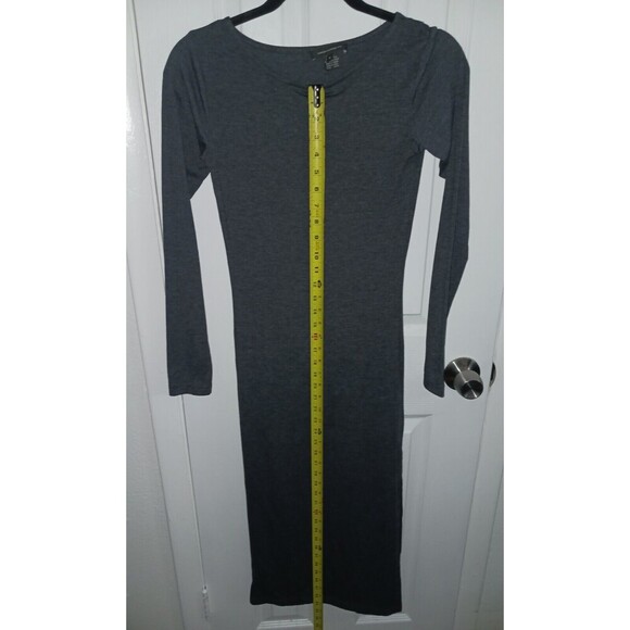 French Connection Dress Women's Small Heather Grey Bodycon Maxi Dress Side Slit‎ - Picture 10 of 13
